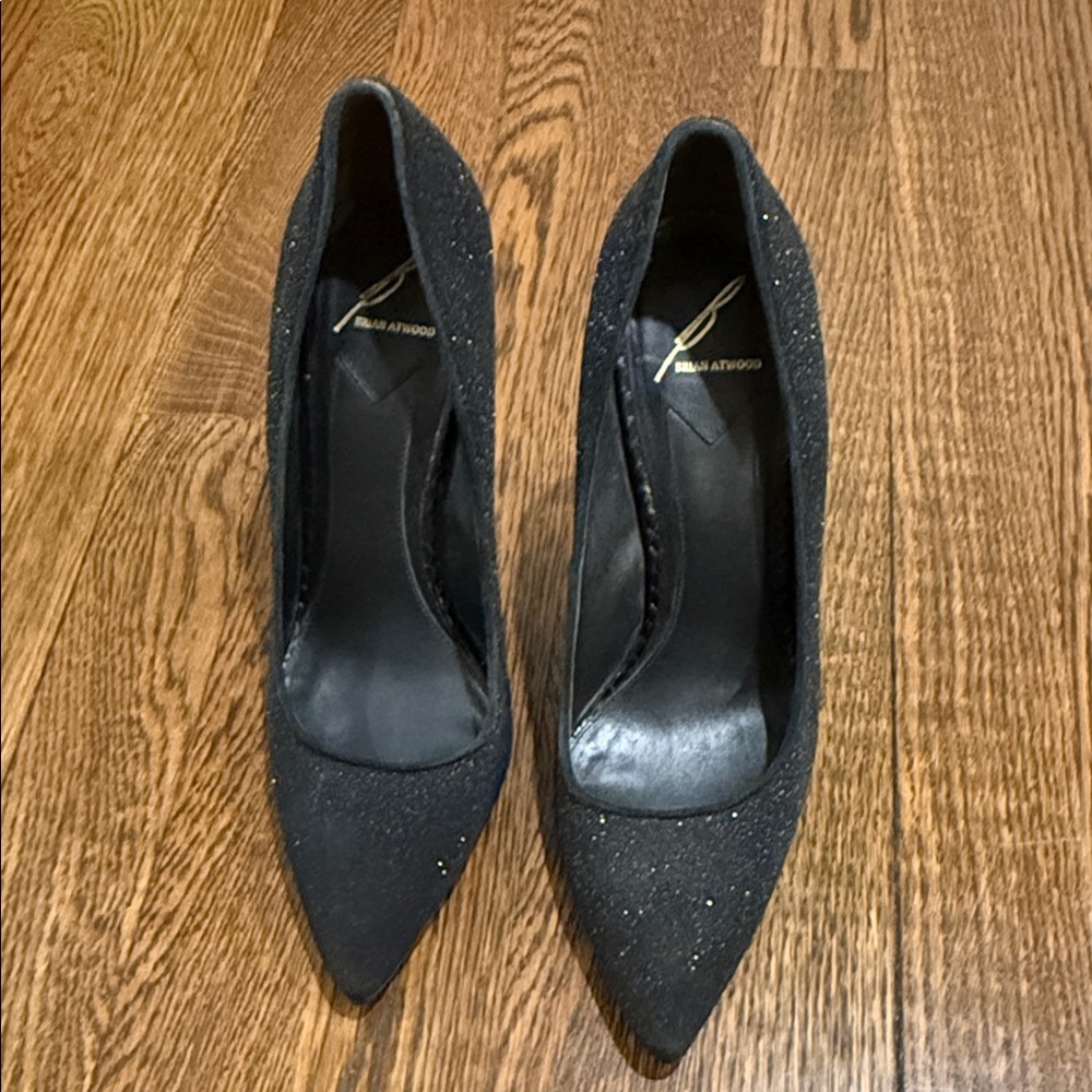 Brian Atwood Black Glitter Heels